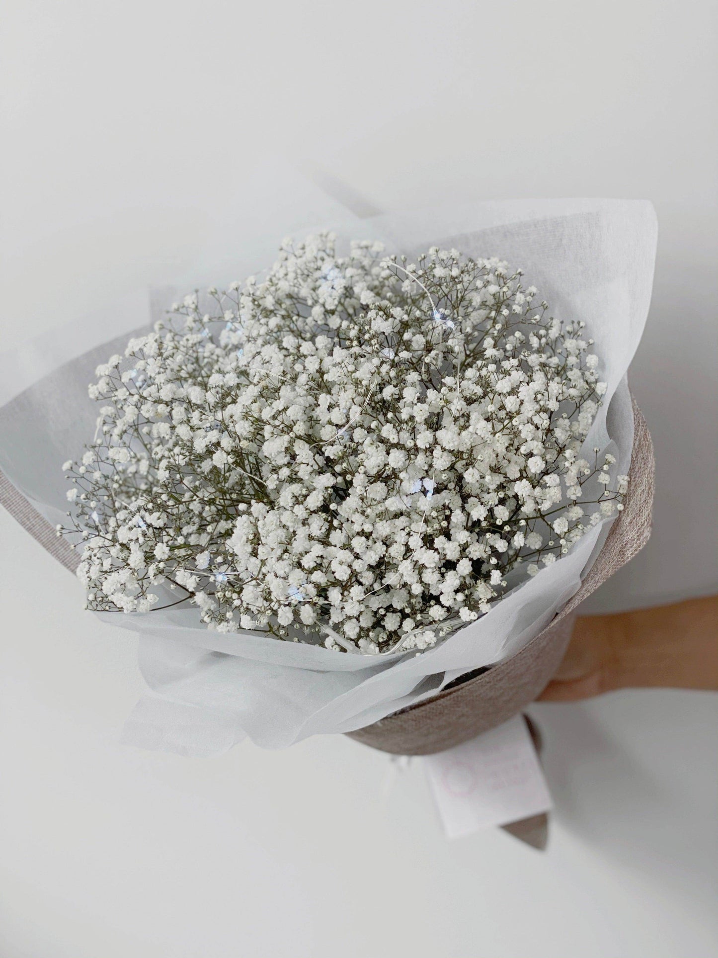 Fairy light Baby Breath Bouquet shot by The Little Market Bunch in Melbourne.
