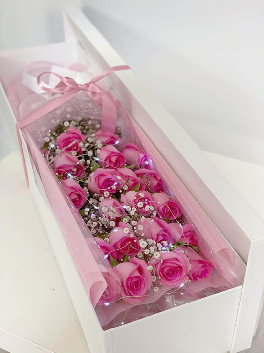 Fairy Light Long Rose Box shot by The Little Market Bunch in Melbourne.
