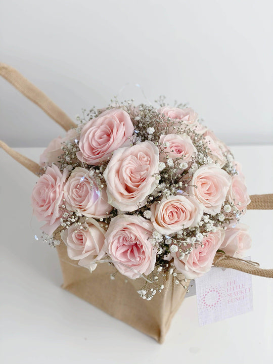 Fairy Light Pink Rose shot by The Little Market Bunch in Melbourne.