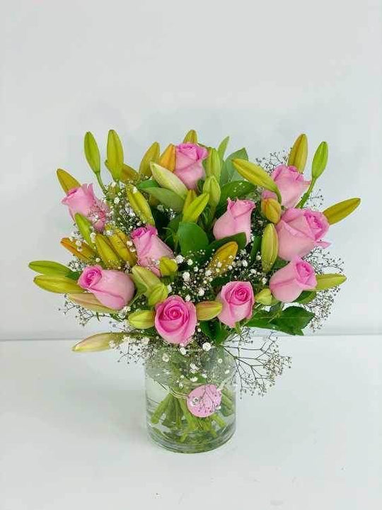 Lilies & Rose Bouquet shot by The Little Market Bunch in Melbourne.