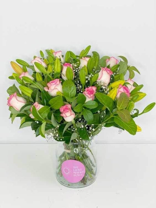 Lilies & Rose Bouquet shot by The Little Market Bunch in Melbourne.