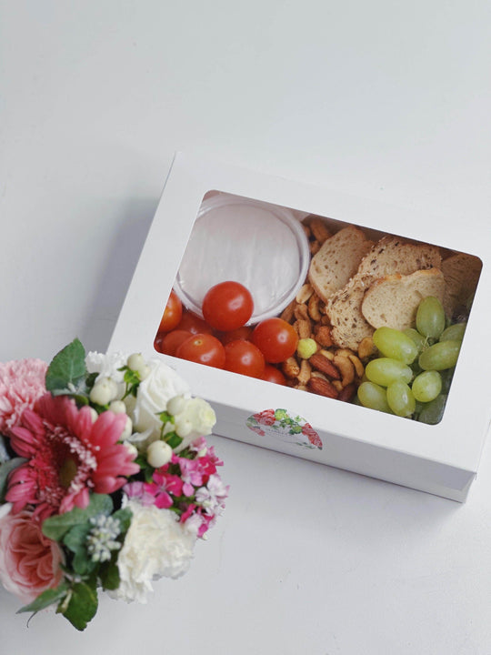 Nuts Grazing Box & Flower Jar Bundle shot by The Little Market Bunch in Melbourne.