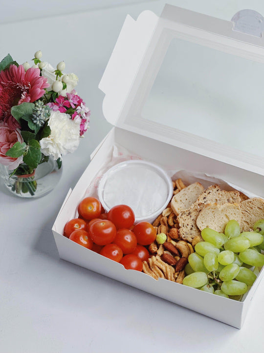 Nuts Grazing Box & Flower Jar Bundle shot by The Little Market Bunch in Melbourne.