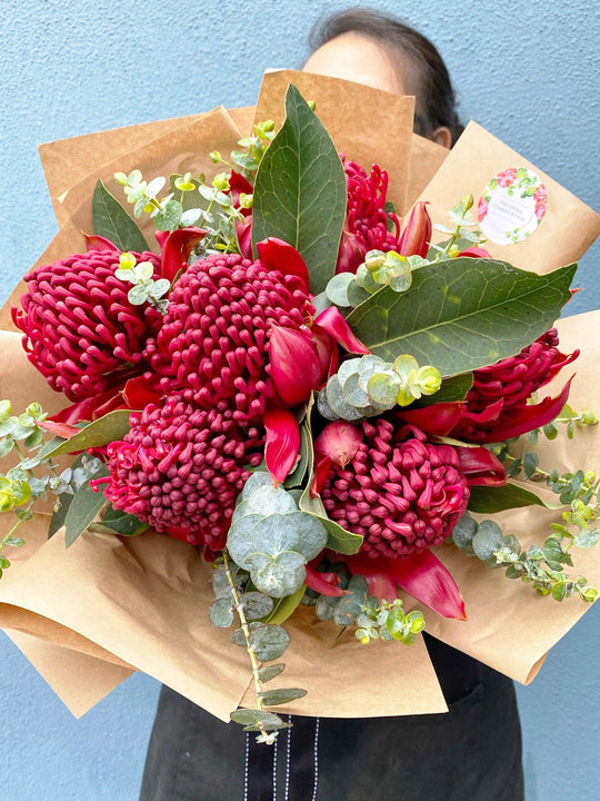 Waratah Bouquet shot by The Little Market Bunch in Melbourne.