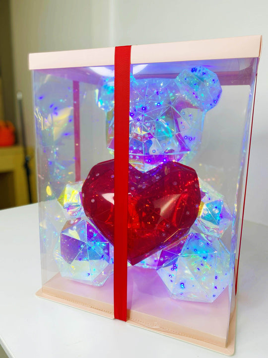 Clear Fairy Light Rose Teddy Bear shot by The Little Market Bunch in Melbourne.