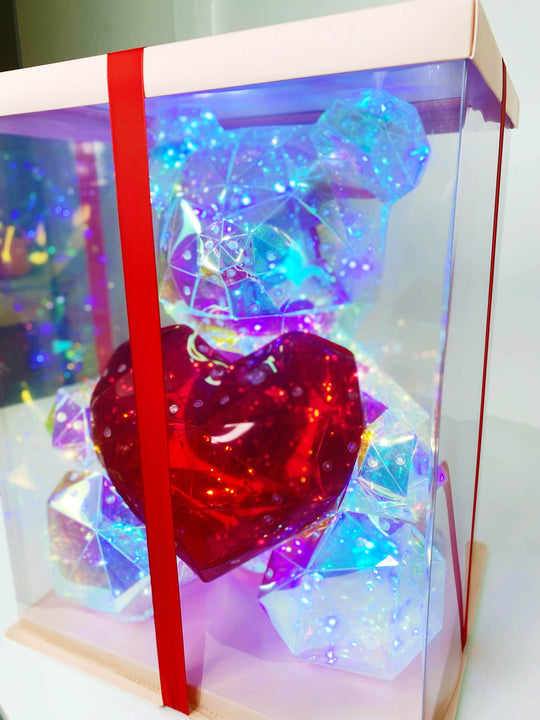 Clear Fairy Light Rose Teddy Bear shot by The Little Market Bunch in Melbourne.