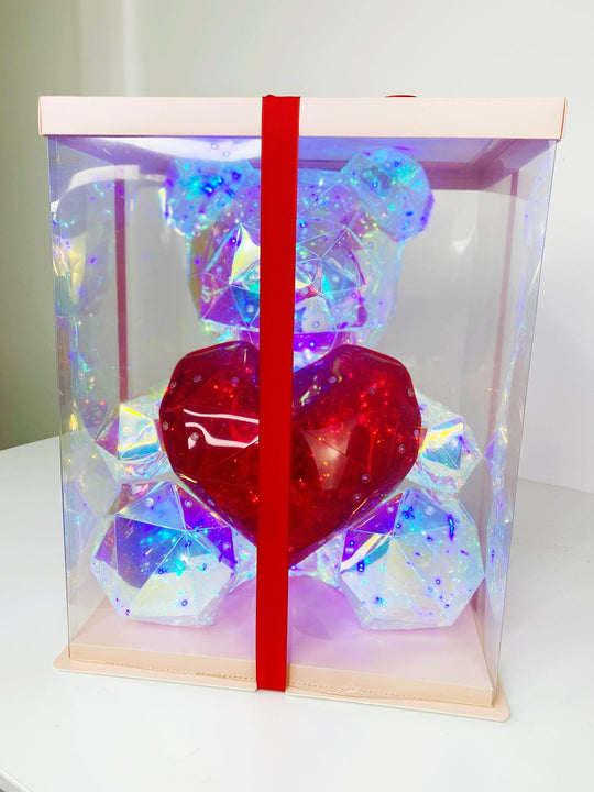 
                  
                    Clear Fairy Light Rose Teddy Bear shot by The Little Market Bunch in Melbourne.
                  
                