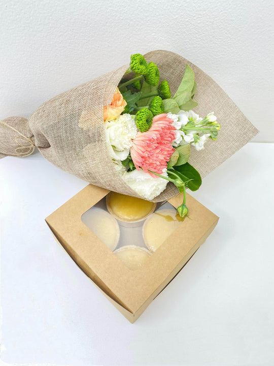 
                  
                    Mosaic French Patisserie Cake & Flower Bundle shot by The Little Market Bunch in Melbourne.
                  
                