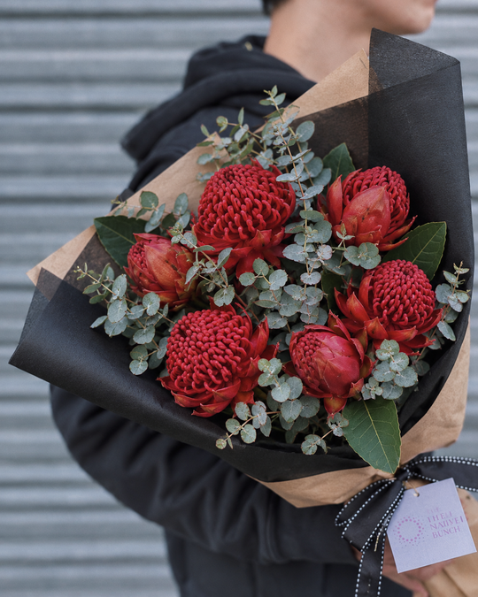 Waratah Bouquet shot by The Little Market Bunch in Melbourne.