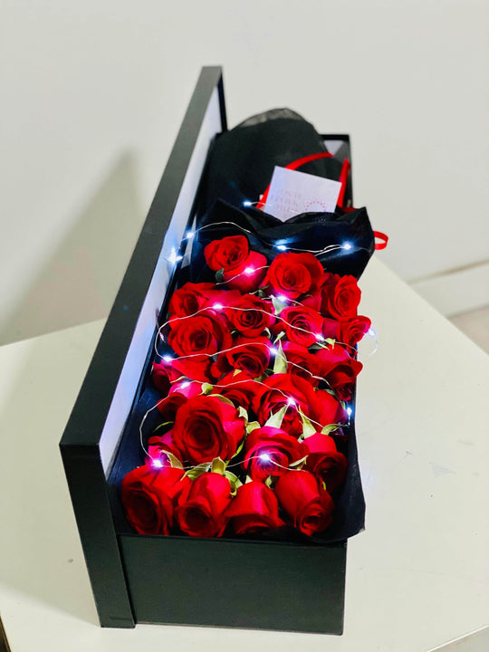 
                  
                    Fairy Light Long Rose Box shot by The Little Market Bunch in Melbourne.
                  
                