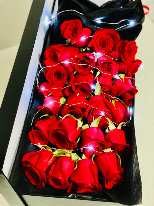 
                  
                    Fairy Light Long Rose Box shot by The Little Market Bunch in Melbourne.
                  
                