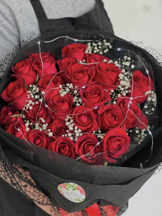 Fairy Light Red Rose shot by The Little Market Bunch in Melbourne.