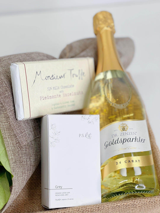 Gold Sparkler Sparkling Wine Gift Box shot by The Little Market Bunch in Melbourne.