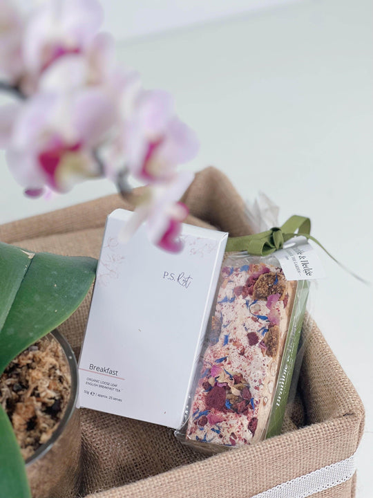 Orchid Pot Gift Box shot by The Little Market Bunch in Melbourne.