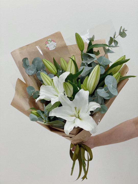 Oriental Lilies Bouquet shot by The Little Market Bunch in Melbourne.