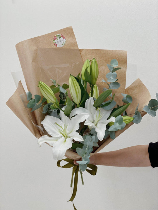 Oriental Lilies Bouquet shot by The Little Market Bunch in Melbourne.