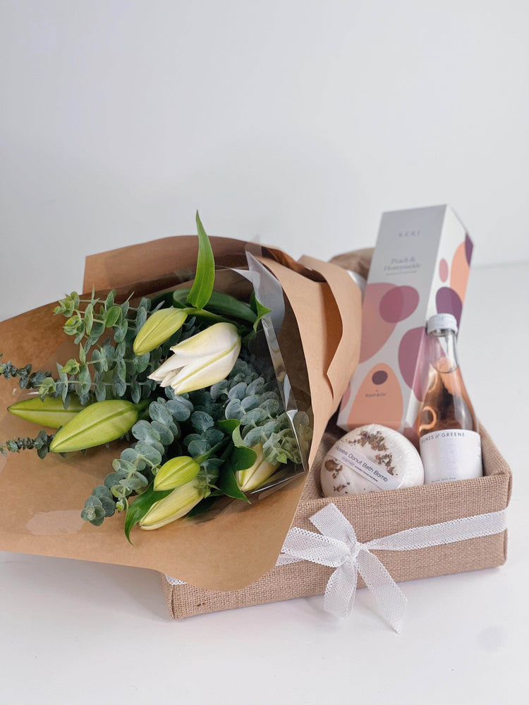 Oriental Lilies Gift Box shot by The Little Market Bunch in Melbourne.