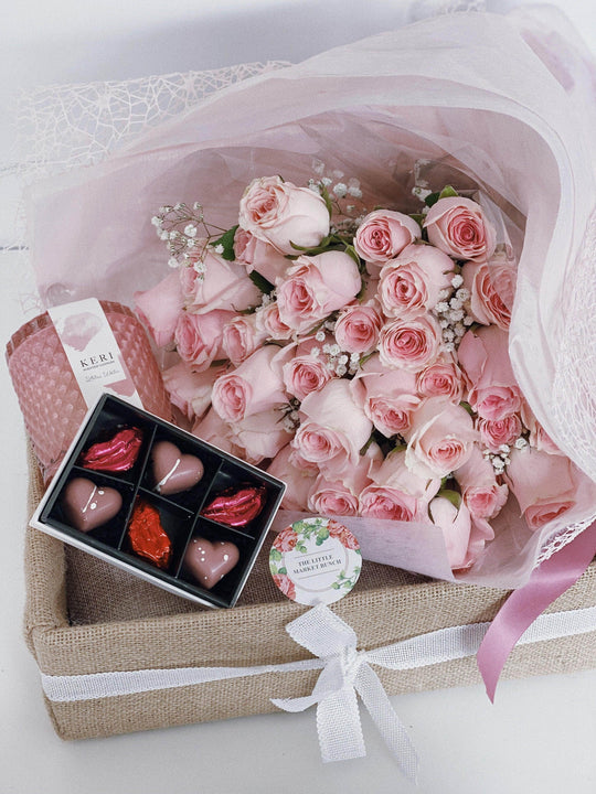 Rose Bouquet Gift Box shot by The Little Market Bunch in Melbourne.