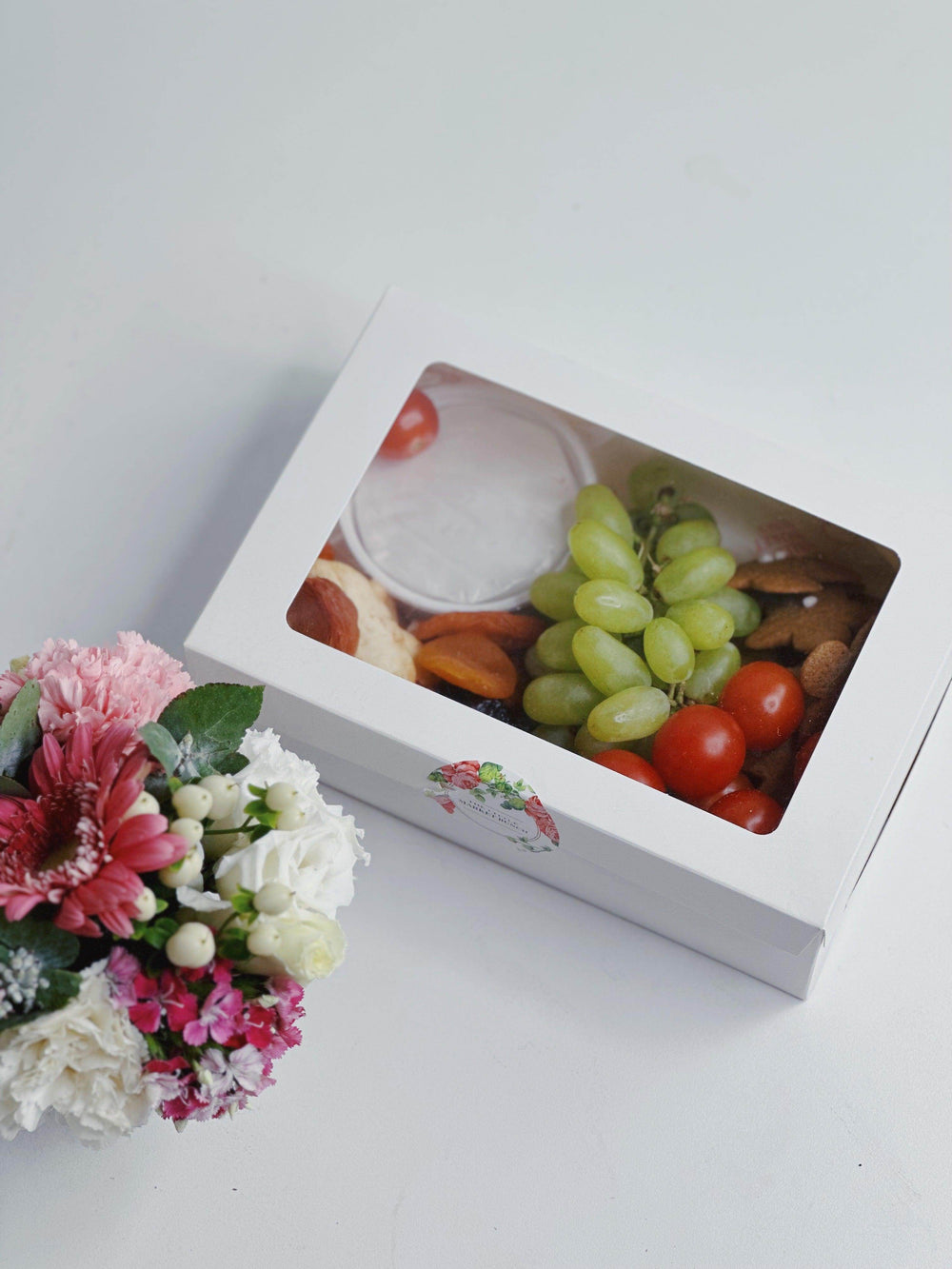 Sweet Grazing Box & Flower Jar Bundle shot by The Little Market Bunch in Melbourne.