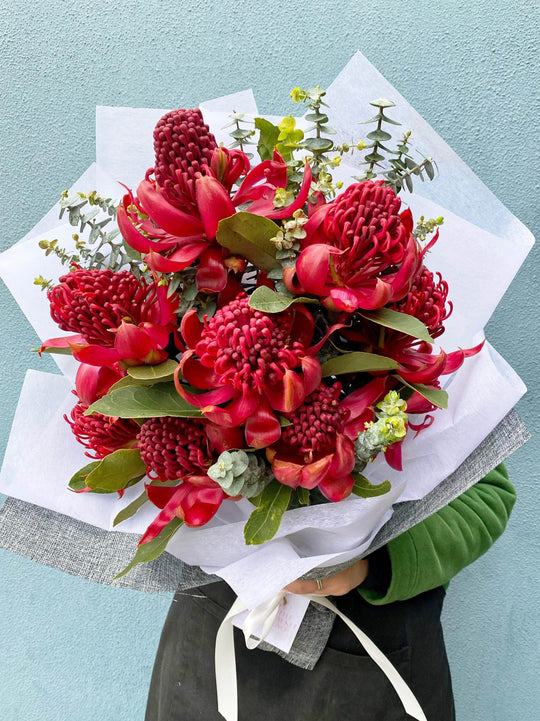 Waratah Bouquet shot by The Little Market Bunch in Melbourne.
