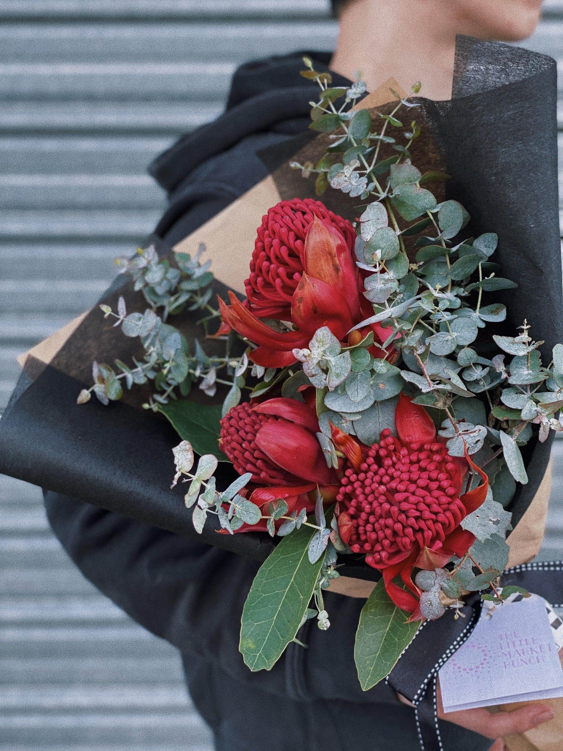 Waratah Bouquet shot by The Little Market Bunch in Melbourne.