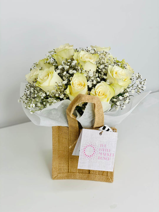 White Rose bag shot by The Little Market Bunch in Melbourne.