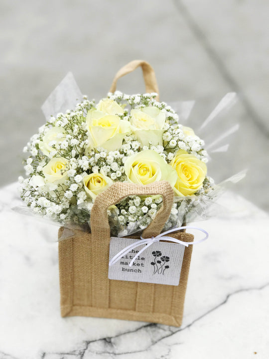 
                  
                    White Rose bag shot by The Little Market Bunch in Melbourne.
                  
                